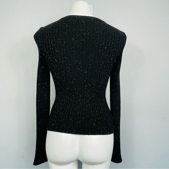 Urban Outfitters Silence + Noise Speckle Patterned Rib Pullover Sweater Black S - Picture 4 of 16